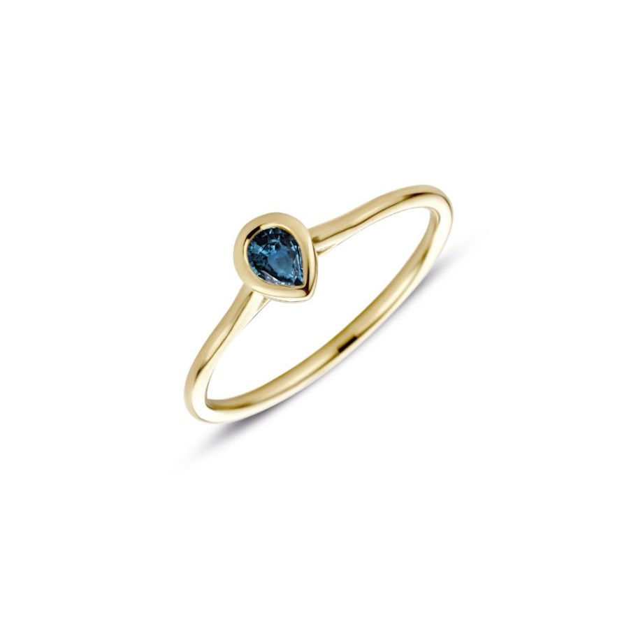 Sieraden Miss Spring | Miss Spring Ring Brilliantly Bezel Pear London Blue Topaas Msr715Lbt