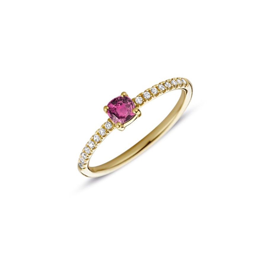 Sieraden Miss Spring | Miss Spring Ring Brilliantly Cushion Roze Toermalijn Diamant Msr713-Rt-Di