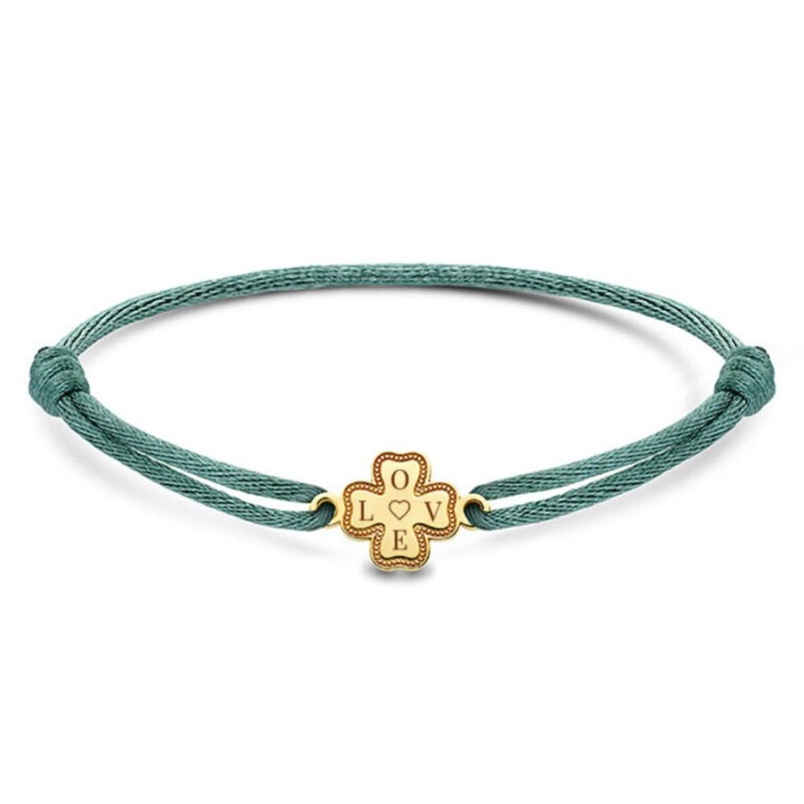 Sieraden Minitials | Minitials Lucky Leaf Satijn Armband